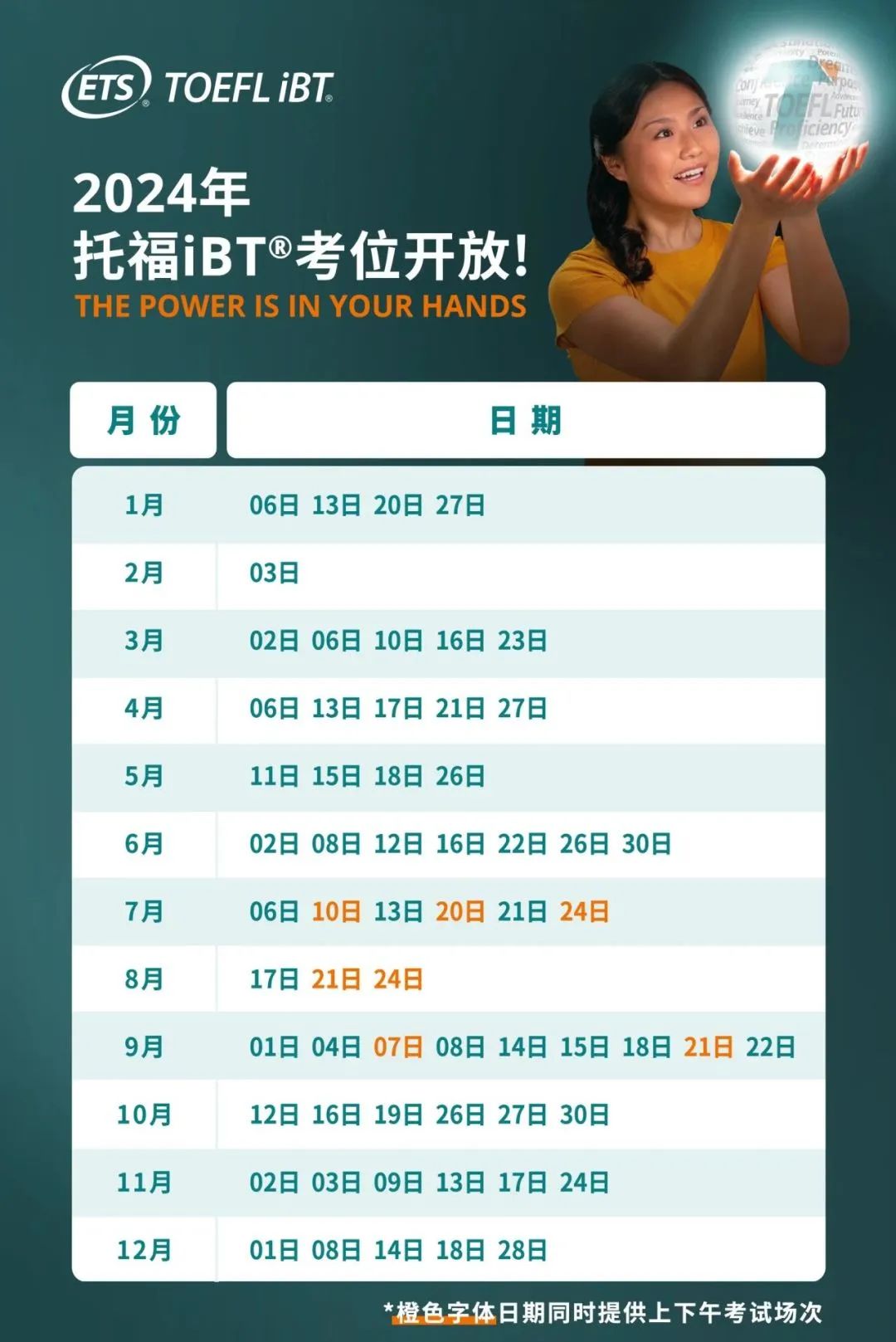 2024年托福考試時(shí)間表